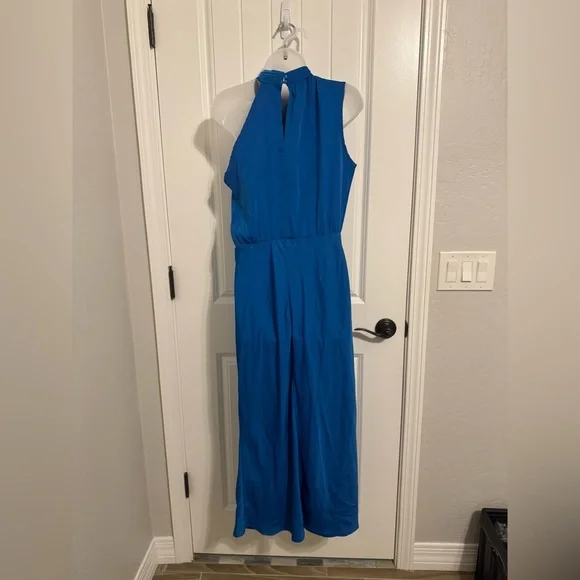 PrettyGarden Women's Blue Satin Sleeveless Maxi Dress. - Picture 4 of 4